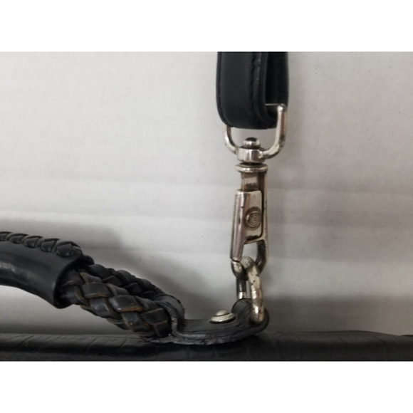 Brighton briefcase Shoulder bag black woven leather Croc embossed turn lock - Picture 7 of 12